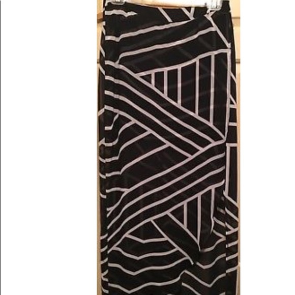 Sheer Black & White Striped Faux Sarong Skirt - Picture 3 of 3